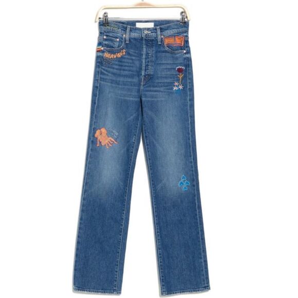 NWOT MOTHER The Rambler Sneak High Waist Straight Jeans in Running with Scissors - Picture 6 of 7